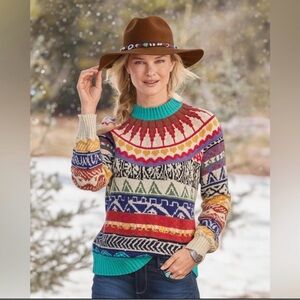 Anthropologie Zoe Fair Isle Sweater Wool Blend Small Aldo Martins NWT